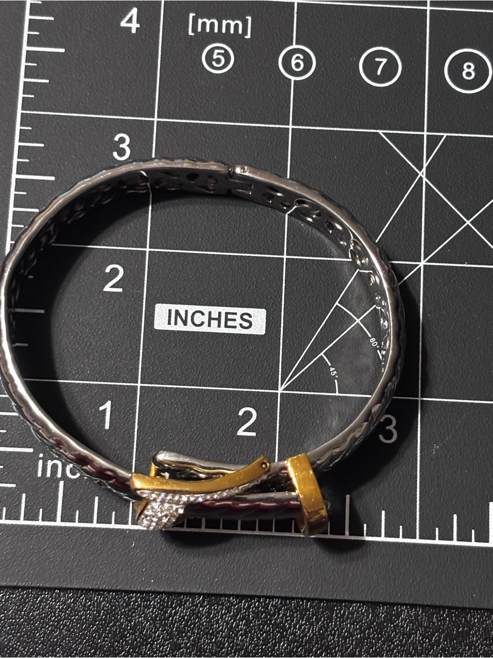 Nadri Two-Tone Pave Buckle Bracelet - Silver & Gold - Picture 9 of 13